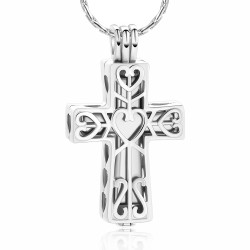 The silver locket heart cross