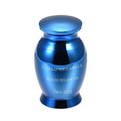 The stylish blue mini urn