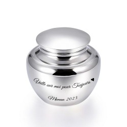 The compact silver mini urn