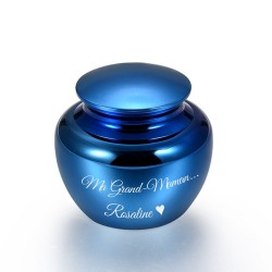 The compact blue mini urn